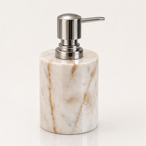 Distributeur de savon en marbre blanc naturel au design unique avec pompe en acier inoxydable, flacon pour lavage des mains pour la décoration moderne de la salle de bain - Product Image 5