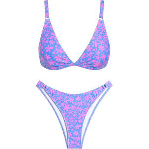 Conjunto de bikini push-up con aros, estampado floral, corte alto, traje de baño de dos piezas para mujer, biquini de verano - Product Image 1