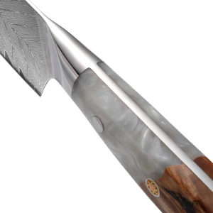 Couteau de chef en acier Damas 8-9,9 pouces, forgé à la main, style japonais, manche en bois de résine, finition satinée, couteau de cuisine, fabricant OEM - Product Image 4