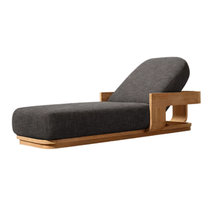 Hot Sale Plaza Premium Solid Teak Outdoor <b>Sunbed</b> Armrest Thick Structure Dark Cushion Adjustable Recliner for Hotel Use Durable - Product Image 5