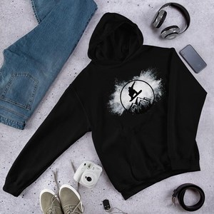 Sudadera con Capucha Negra para Hombre con Estampado de Snowboarder, Corte Regular, Algodón French Terry, Ropa Casual de Otoño - Product Image 4
