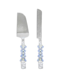 Stainless Steel Cake Server Set With Blue Crystal Handle Non-Stick Spatula And Knife For Cake Serving - Product Image 1
