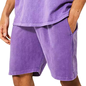 Men Acid Wash Summer Set Casual <b>Athletic</b> Outfit Featuring Lightweight Acid Washed T Shirt And Comfortable Shorts For Fitness - Product Image 6