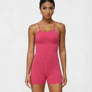 Women's Comfortable Breathable High Elastic Slimming Slim Strap Yoga Wear Shorts Set <b>One</b>-piece Fitness <b>Top</b> <b>One</b>-piece Jumpsuit - Product Image 6