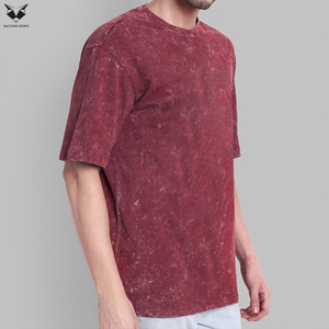 เสื้อยืดคอตตอนแท้ทรงหลวมสไตล์วินเทจ ล้างสีแบบแอซิดวอช ราคาขายส่ง ผู้ผลิตที่ดีที่สุด ดีไซน์ใหม่ล่าสุด เสื้อยืดผู้ชายล้างสีแบบแอซิดวอช - Product Image 3