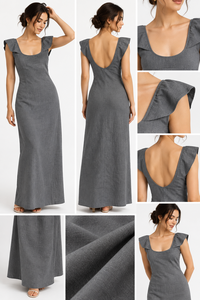 Robe longue décontractée en coton gris anthracite tissé, respirante, pour l'été – Fournisseur Alibaba de premier plan – Vente en gros - Product Image 5