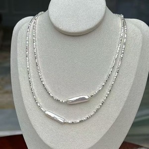 สร้อยคอมุกหรูหราสำหรับผู้หญิง ปี 2025 ดีไซน์ลูกปัดอเนกประสงค์ ประดับด้วยแท่งเงินแท้แบบแตก ครอบคลุมกระดูกไหปลาร้า - Product Image 5