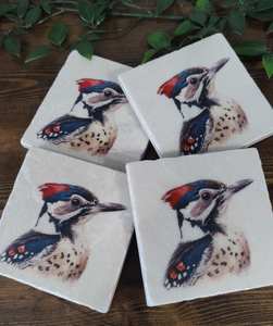 Juego de Posavasos Rústicos de Mármol con Diseño de Pájaro, Posavasos para Bebidas, Alfombrillas para Mesa de Café, Regalo Inspirado en la Naturaleza - Product Image 4