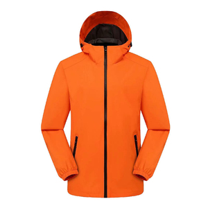 Men's Orange Hooded Puffer <b>Jacket</b> Windproof Zipper Closure Sporty Winter Coat Regular Fit Polyester Shell <b>with</b> <b>Fleece</b> <b>Lining</b> - Product Image 1