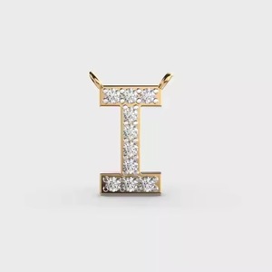 I Letter Charm 925 silver Gold Plated Moissanite Round Brilliant Cut Channel Setting Unisex Everyday Wear - Product Image 4