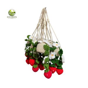 Knitted Crochet Hanging Flower Pot Decorative Basket Handmade Blossom Wall <b>Ornament</b> Boho Home Decor Birthday Gift - Product Image 5