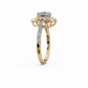 Anillo de Compromiso de Lujo Vaayu Jewels con Doble Halo de Diamantes Ovalados Cultivados en Laboratorio, Certificados por IGI, Banda Pavé en Oro de 10K, 14K, 18K y Plata 925, 935 - Product Image 2
