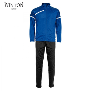ชุดกีฬาผู้ชาย WINTON เสื้อแจ็คเก็ตสีน้ำเงินลายทางสีขาว กางเกงจ็อกเกอร์สีดำรูดเชือก ชุดกีฬาแห้งเร็ว แขนยาว สำหรับฤดูร้อน - Product Image 1