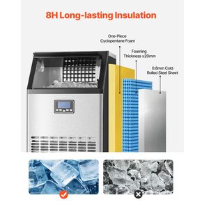 Macchina per il ghiaccio commerciale da 150 libbre/24 ore, autoportante, 45 cubetti di ghiaccio in 15 minuti, grande capacità di stoccaggio da 33 libbre, produzione di ghiaccio 24 ore su 24. - Product Image 5