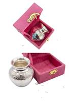 Pot Kalash en aluminium plaqué argent, fait main, gaufré, mini vase Lota, décoration traditionnelle pour Pooja, cadeau promotionnel d'entreprise
