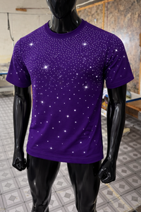 Camiseta Morada con Pedrería para Hombre, 100% Algodón, Estilo Casual Urbano, Oversize, Verano, Diseño Gráfico, Hip Hop - Product Image 4