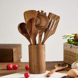 Ustensiles de cuisine en bois pour la maison et les restaurants, ensemble d'outils de cuisson au prix le plus bas, ustensiles de cuisine en bois durables - Product Image 6
