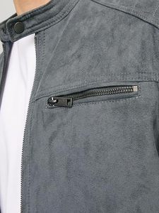 Chaqueta de Motociclista Trex Export para Hombre, de Cuero Genuino, Invierno, Estilo Urbano, Cuello Alto, Cierre de un Botón, Color Sólido, Corte Ajustado - Product Image 3