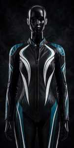 Women Black Leather Motorcycle Racing <b>Suit</b> <b>Full</b> <b>Body</b> Jumpsuit Color Blocked Protective Gear - Product Image 3