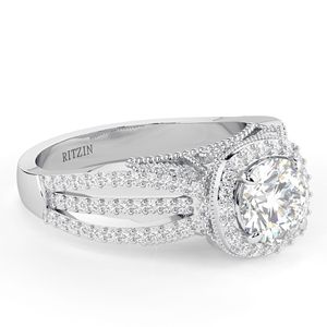 Round Cut Lab Grown Diamond Halo Split Shank Rose <b>Gold</b> <b>Vintage</b> Unique Heavy Anniversary <b>Ring</b> for Women - Product Image 2