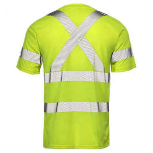 T-shirt de sécurité réfléchissant haute visibilité pour homme, en polyester, jaune, avec bandes croisées au dos - Product Image 3