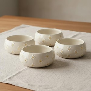 Recipiente de Cerámica para Velas con Diseño de Margaritas en Relieve, Tazón Ancho, Grueso, Resistente al Calor, Acabado Liso, para una Sola Vela, Decoración de Hogar de Lujo - Product Image 2