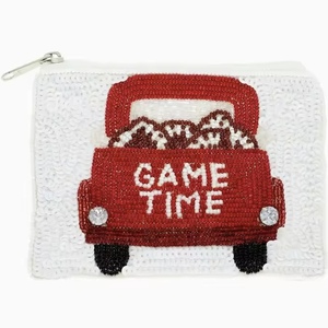 Handmade <b>Beaded</b> Coin Purse with Unique Zipper Closure Sequined Decoration & Tassel Leopard - Product Image 3