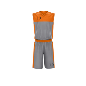 Ensemble de sport double couche pour le basketball, maillot et short personnalisés, tenue d'équipe du Pakistan, gris et orange - Product Image 3