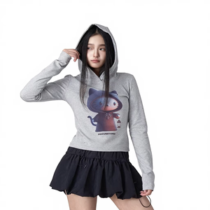 Sudadera con Capucha Estampada con Dibujos Animados Estilo Americano Vintage para Mujer, Suministro ODM, Transpirable, Corte Ajustado, Manga Larga, Primavera/Otoño/Invierno - Product Image 1