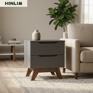 Mesa de Noche Moderna de 2 Cajones, Mesa Auxiliar de Estilo Mid-Century, Mueble de Almacenamiento para Dormitorio, Uso Doméstico, Mesa Decorativa - Product Image 3