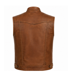 Gilet de moto professionnel en cuir pleine fleur respirant pour l'hiver, marron, taille standard internationale, vente en gros - Product Image 2