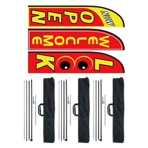 Kit de Mástil para Banderas Publicitarias de Bienvenida con Diseño Político Abierto para Negocios en Exteriores, 3 Banderas de Pluma - Product Image 1