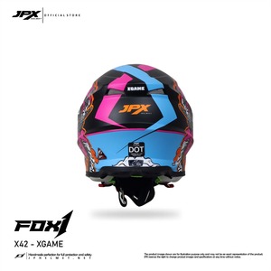 Casque de moto et vélo Hot Sale Helm Cross Supermoto Jpx Fox1 Motif X 42 Rouge Fluorescent – Protection de la tête en plastique à motif - Product Image 3