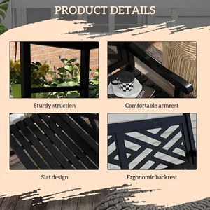Panca da Giardino Tranquility 43.25'' in Legno Nero per Uso Esterno su Patio - Product Image 6