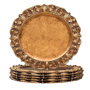 Modern honeycomb copper charger <b>plate</b> with a geometric hexagonal pattern and matte finish. Available at wholesale price serially - Product Image 2