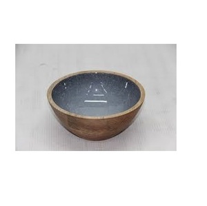Tazón de Ensalada de Madera de Lujo, Apto para Alimentos, con Resina Esmaltada Decorativa, Tazón Grande de Madera para Servir Frutas, para Cocina o Restaurante - Product Image 1