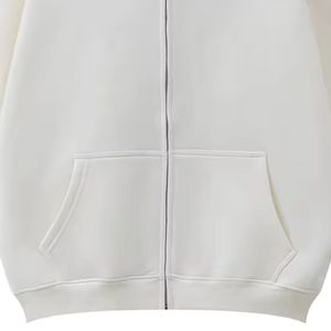 Sweat-shirt à capuche blanc épais à fermeture éclair intégrale en molleton de coton premium, imprimé personnalisé, coupe oversize, unisexe, style streetwear - Product Image 5