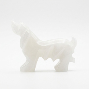 Sculpture de chien en marbre onyx vintage de haute qualité, figurine en pierre sculptée à l'ombre, couleur personnalisable, art populaire animalier, cadeau décoratif - Product Image 1