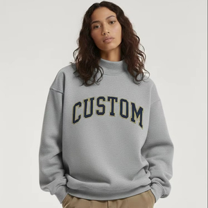 Sweat-shirt polaire col montant pour femme, personnalisé, haute qualité, coupe oversize, avec logo frontal, coupe-vent et écologique, collection hiver 2026 – Vente en gros - Product Image 1