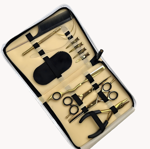 Hair Extension <b>Tool</b> Kit Gold Plasma Plier And <b>Tool</b> With Black Color Hair Stick And Nude Color <b>Leather</b> <b>Pouch</b> Hair Extension Kit - Product Image 4
