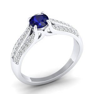 แหวนพลอยไพลินสีน้ำเงินทรงกลม 0.5 กะรัต คุณภาพสูง 14K ทองคำแท้ REYES รุ่นใหม่ล่าสุด ได้รับการรับรอง GRA พร้อมเพชรโมอิสซาไนต์ เครื่องประดับชั้นดี - Product Image 2