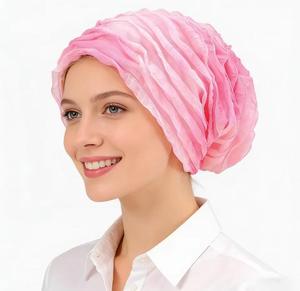 Pañuelo para el Cabello Ajustable de Satén Rosa, Color Sólido, Estilo Lindo, Unisex, para Uso en Exteriores, 54-56 cm, 100% Acrílico - Product Image 1