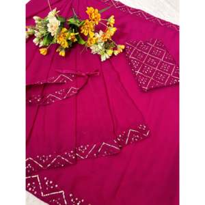 Hermoso Sari bordado para mujer con trabajo de secuencia para ropa de fiesta - Product Image 1