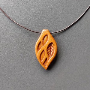 Wooden Leaf Pendant Necklace Hand Carved Natural Design Lightweight Daily Wear Jewelry Crafted From Wood - Product Image 2