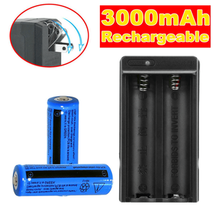 Set di 2 batterie cilindriche ricaricabili 18650 da 3000mAh con 1 caricatore doppio per torce/lampade frontali (ritiro personale TK/TMEU) - Product Image 4