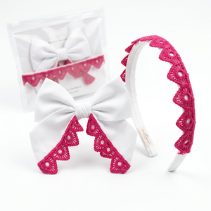 Encaje Guipur Geométrico Rosa Intenso de 15mm, Ribete de Encaje GPO Personalizable, Proveedor Mayorista, Embalaje de 20 Metros para Lazos para el Cabello, Diademas, Paquete de Regalo - Product Image 3