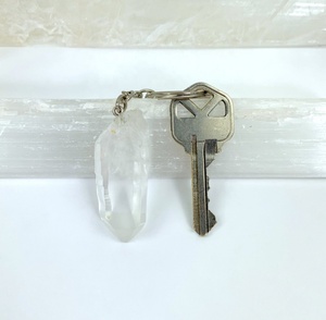 Natural Shape Clear Quartz <b>Crystal</b> Stone Keychain Natural Clear Quartz Healing <b>Crystal</b> Keychain Gemstone Keyring - Product Image 1