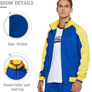 ชุดวอร์มผู้ชายคุณภาพสูงสำหรับฤดูหนาวแบบขายส่ง OEM ผลิตตามสั่ง ชุดวอร์มแบบมีซิป ระบายอากาศได้ดี ผลิตจากผ้าฝ้าย/โพลีเอสเตอร์ น้ำหนักเบา - Product Image 3