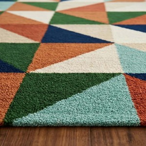 Abstract Triangle Pattern Area Rug Colorful Hand Tufted Soft Wool Plush Modern Carpet Living Room Bedroom Decorative <b>Floor</b> Rug - Product Image 3