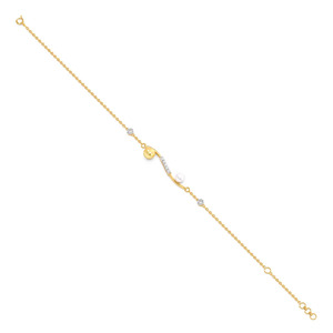 Bracelet en diamants White Stone Station avec chaîne en or jaune et design à accents ronds alternés - Product Image 3